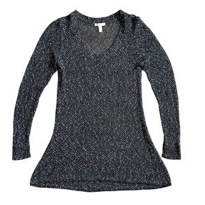 Eileen Fisher Black Speckle Open KNIT Sweater￼ Small Italian Yarn